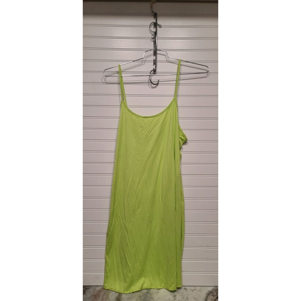 TopShop Lime Green Slip Dress W/Spaghetti Straps Size 12 NWOT